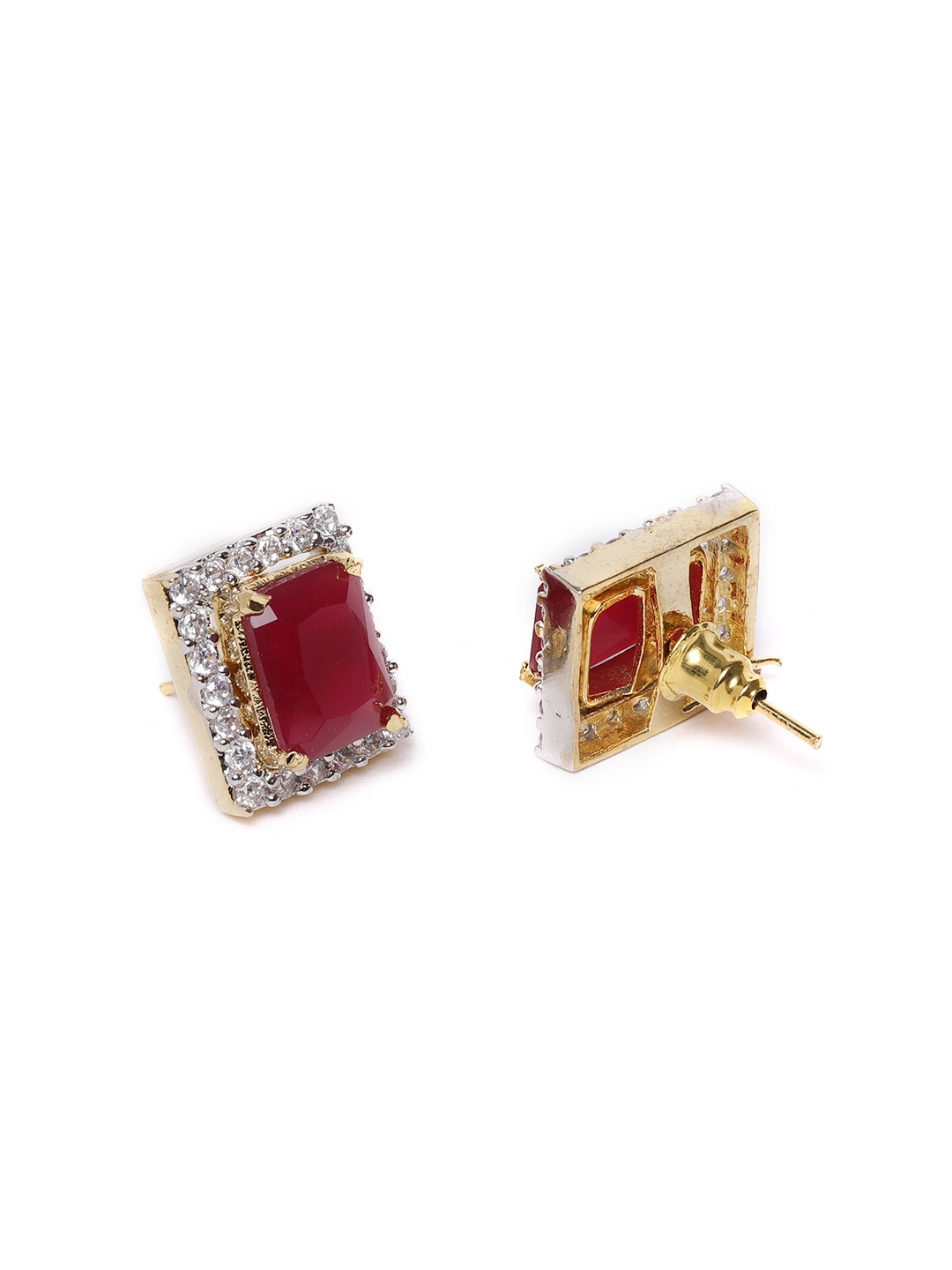 YouBella American Diamond Jewellery Multi-Color Interchangeable Triangular Shaped Earrings for Girls and Women : Best Rakhi Gift Jewellery (6 in 1 Rectangle)